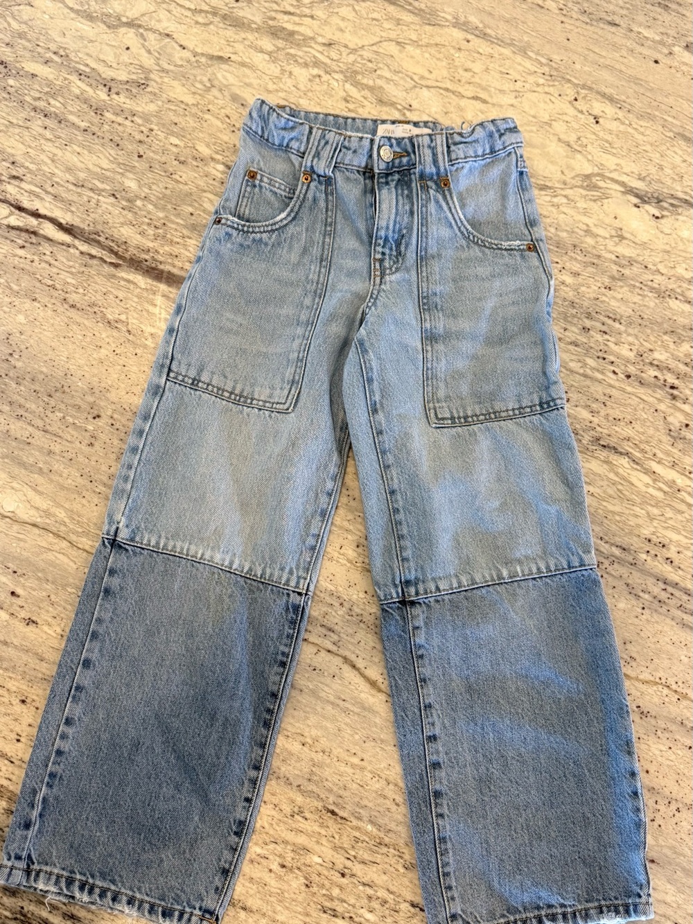 Zara girls size 9 Two-Tone Light Blue Relaxed Jeans